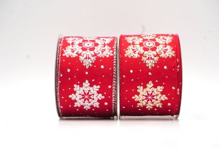 Glitter Christmas Snowflakes Wired Ribbon - Glitter Christmas Snowflakes Wired Ribbon